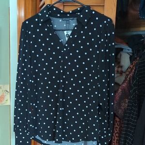 Adrianna Papell Black and White Polka Dot Blouse